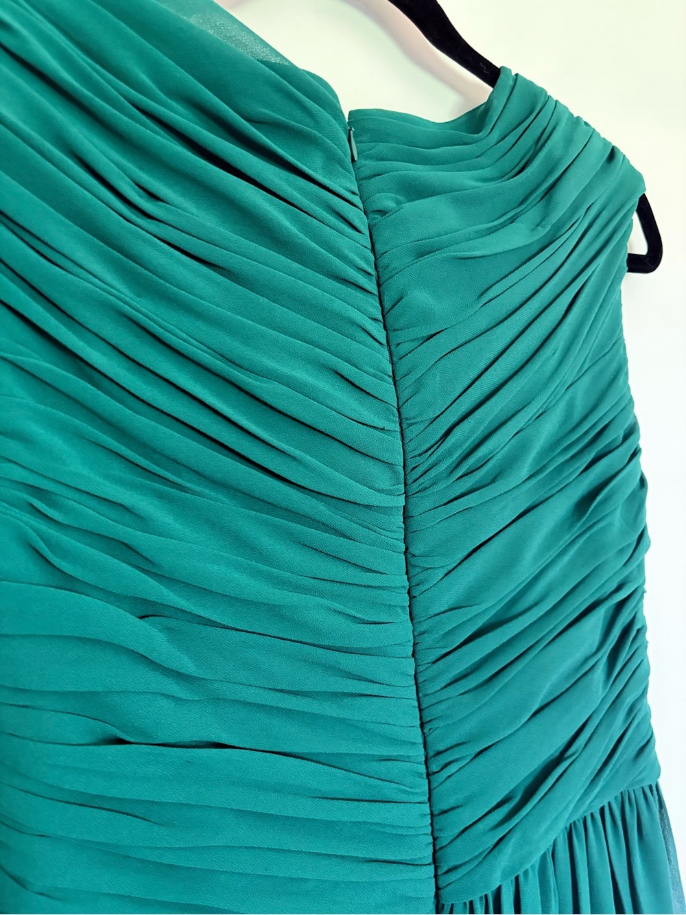 Vera Wang Emerald Green Ruched V-Neck Sleeveless Chiffon Gown NWT Dress - Picture 8 of 14